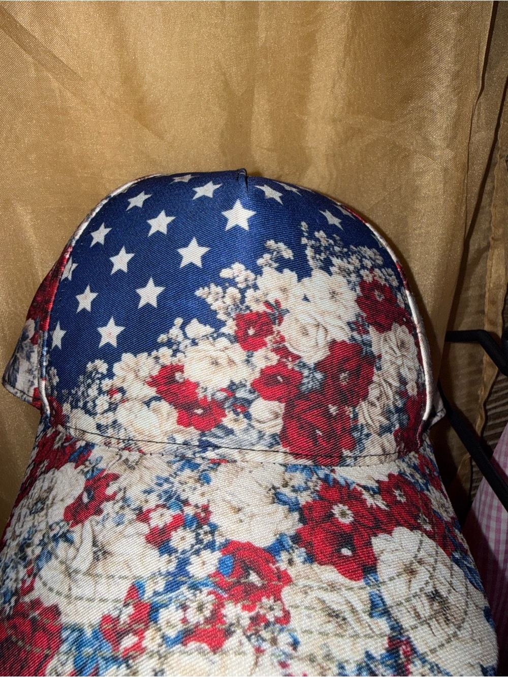 Floral American Flag Baseball Cap - Red, White & Blue